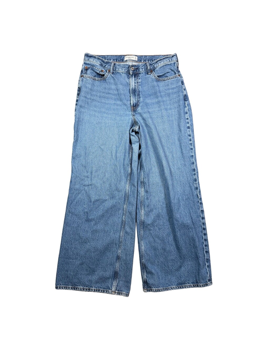 Abercrombie Fitch Womens 31 / 12 Wide Leg High Rise Jeans Light Wash Blue Denim